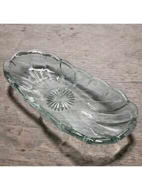 Anchor Hocking Banana Split Dish Glass Starburst Center Retro Kitchen Dining
